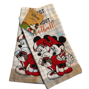 Disney Mickey Mouse & Minnie Mouse Football Set of Two Kitchen Towels 16”x26”